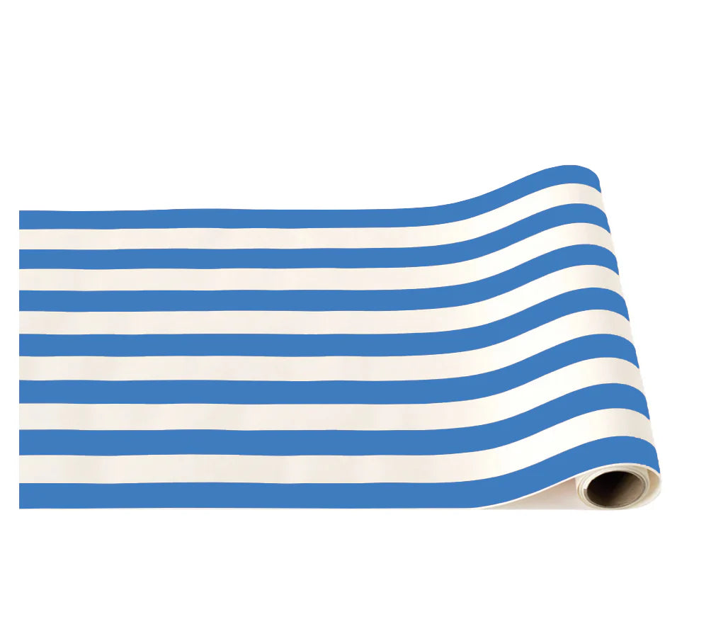 Sky Blue Signature Cabana Stripe Paper Table Runner - Thumbnail 3