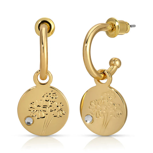 April Birth Month Flower Earrings (Daisy/Diamond)