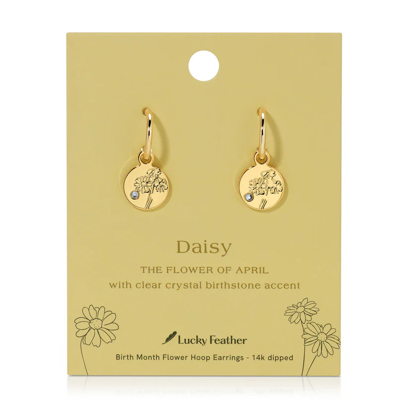 April Birth Month Flower Earrings (Daisy/Diamond)