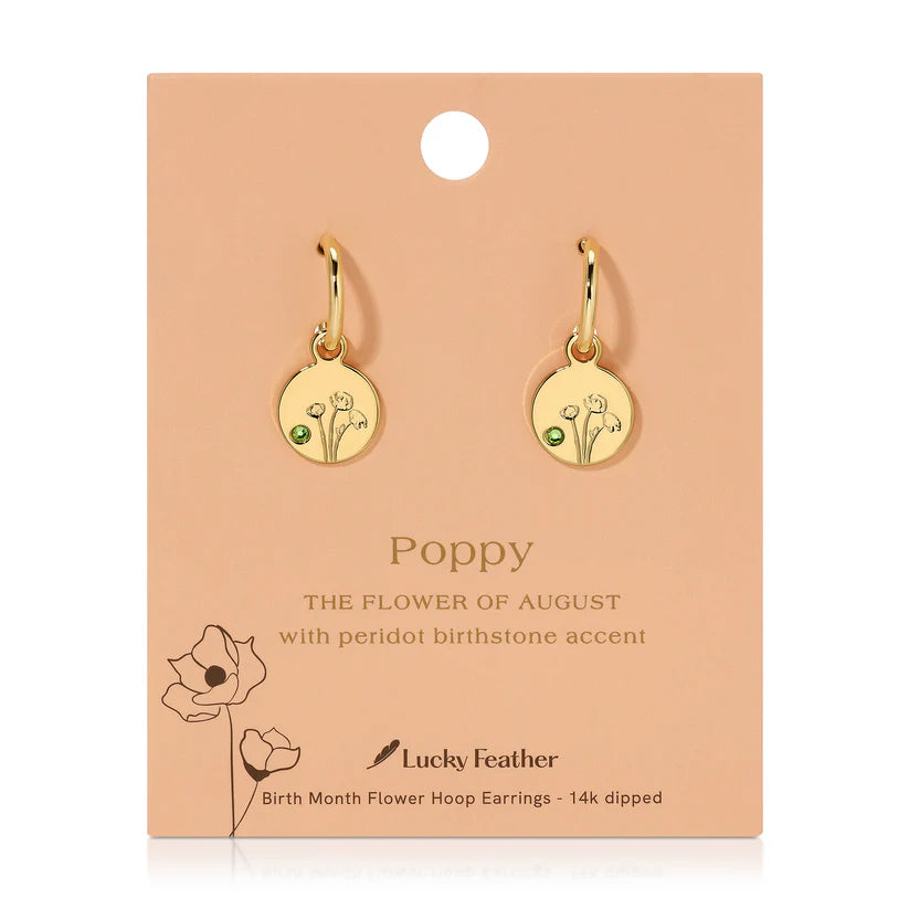 August Birth Month Flower Earrings (Poppy/Peridot)
