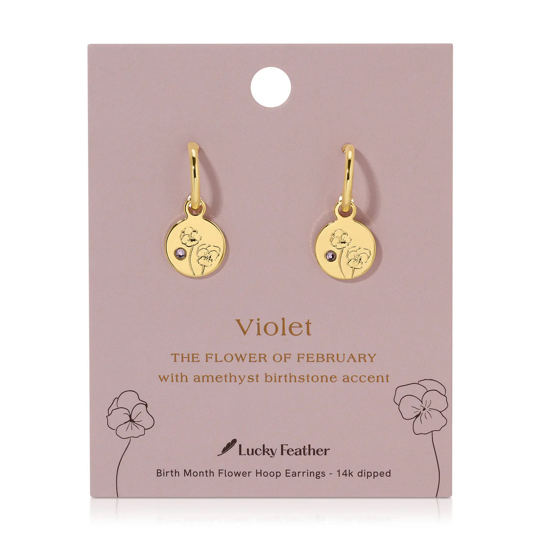 February Birth Month Flower Earrings (Violet/Amethyst)