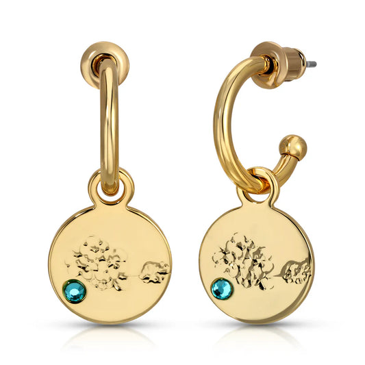 March Birth Month Flower Earrings (Cherry Blossom/Aquamarine)