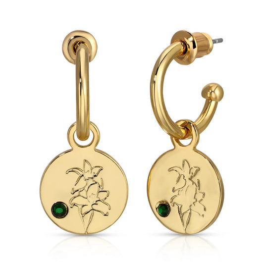 May Birth Month Flower Earrings (Lily/Emerald)