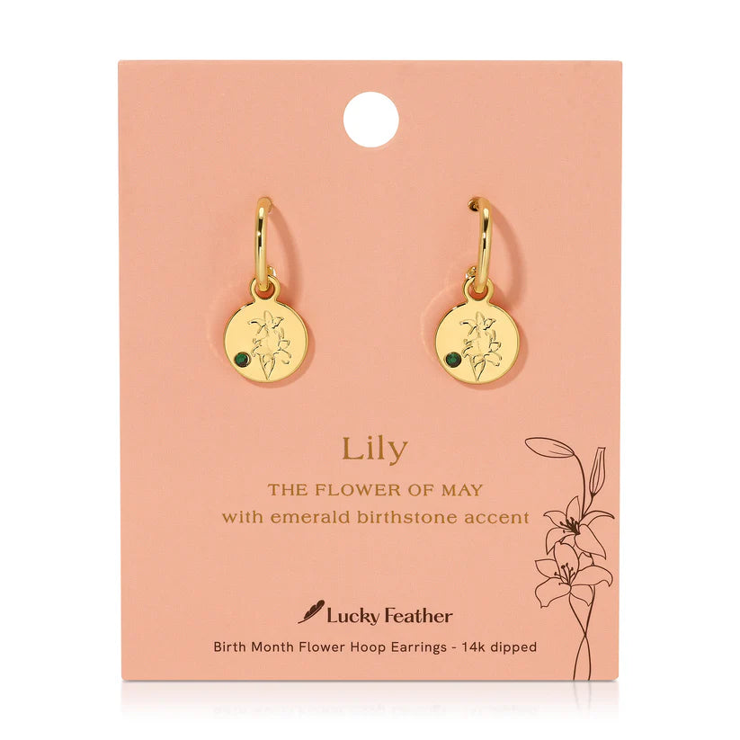 May Birth Month Flower Earrings (Lily/Emerald)