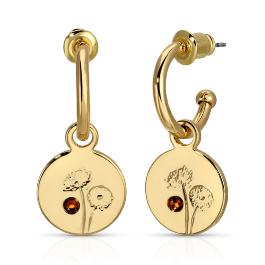 November Birth Month Flower Earrings (Chrysanthemum/Topaz)