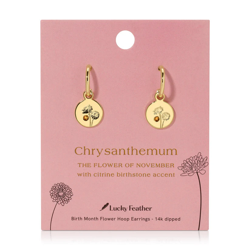November Birth Month Flower Earrings (Chrysanthemum/Topaz)