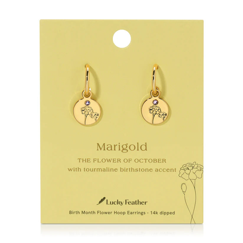 October Birth Month Flower Earrings (Marigold/Tourmaline)
