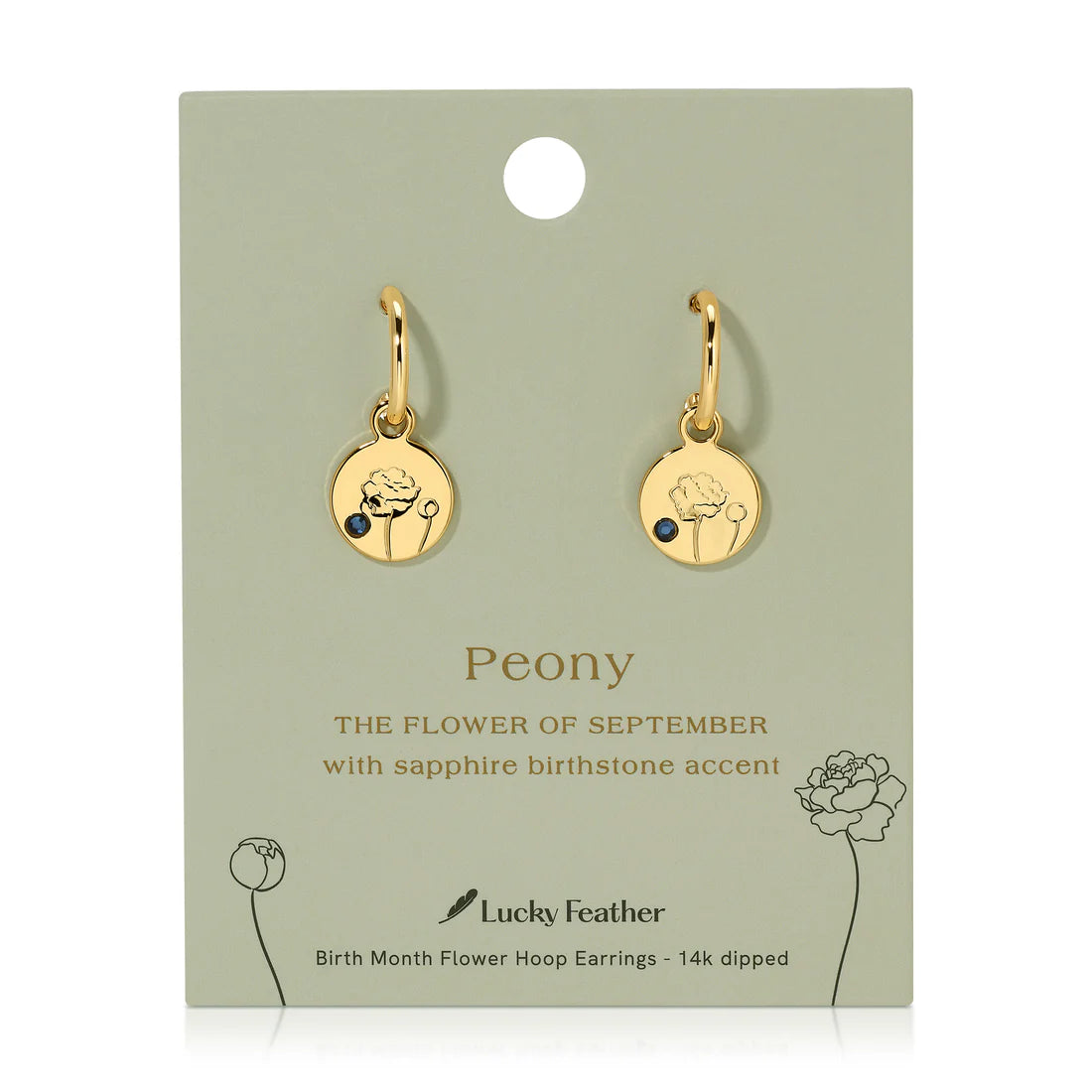 September Birth Month Flower Earrings (Peony/Sapphire)