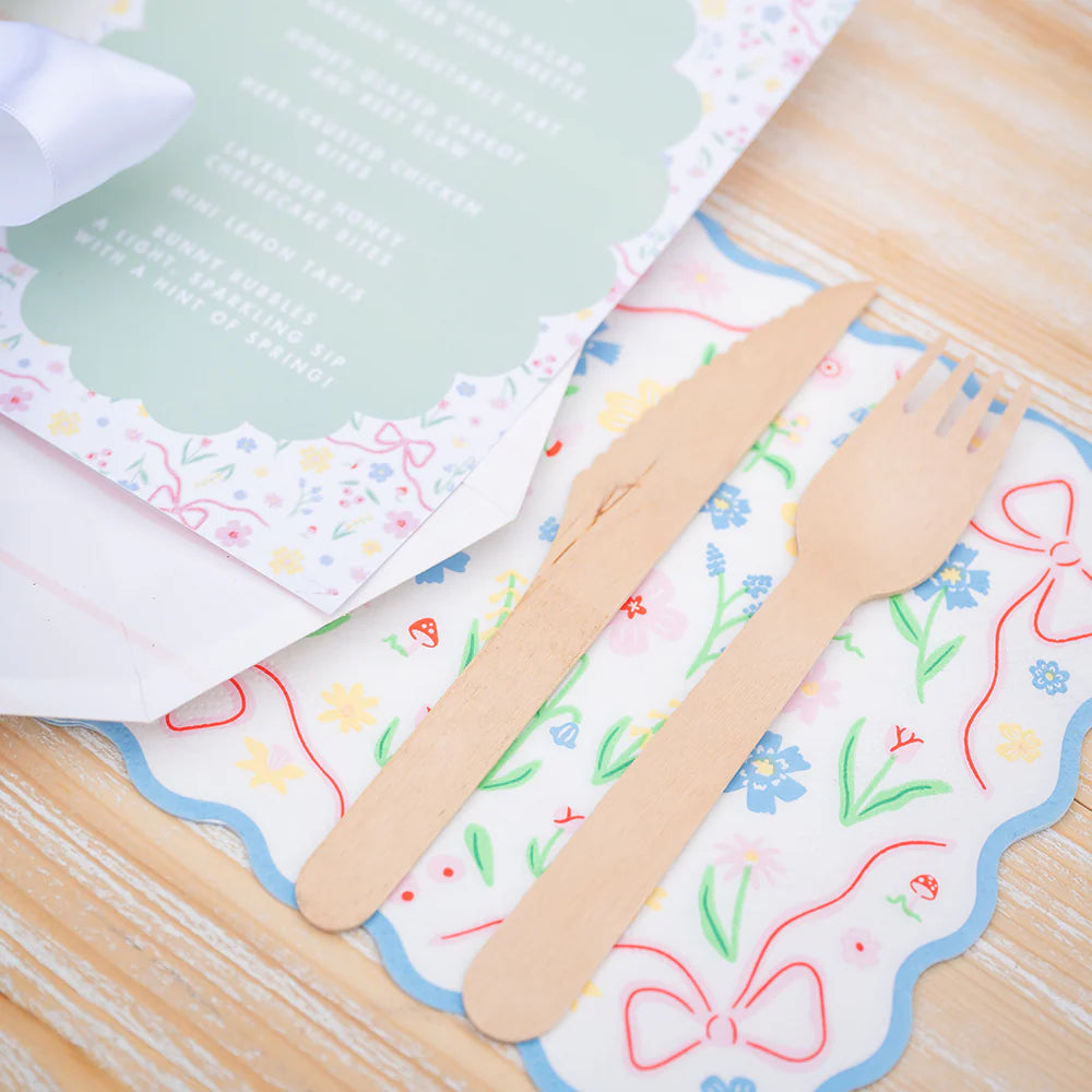 Bunnies in the Garden Blue Floral Large Napkins - Thumbnail 2