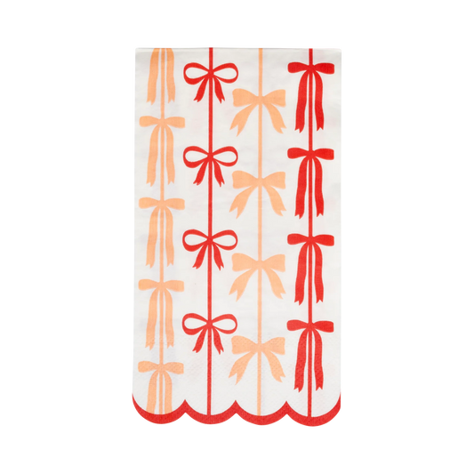 Red and Pink Bow Stripes Dinner Napkin