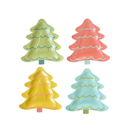 Bright Holiday Tree Shaped Plate Set