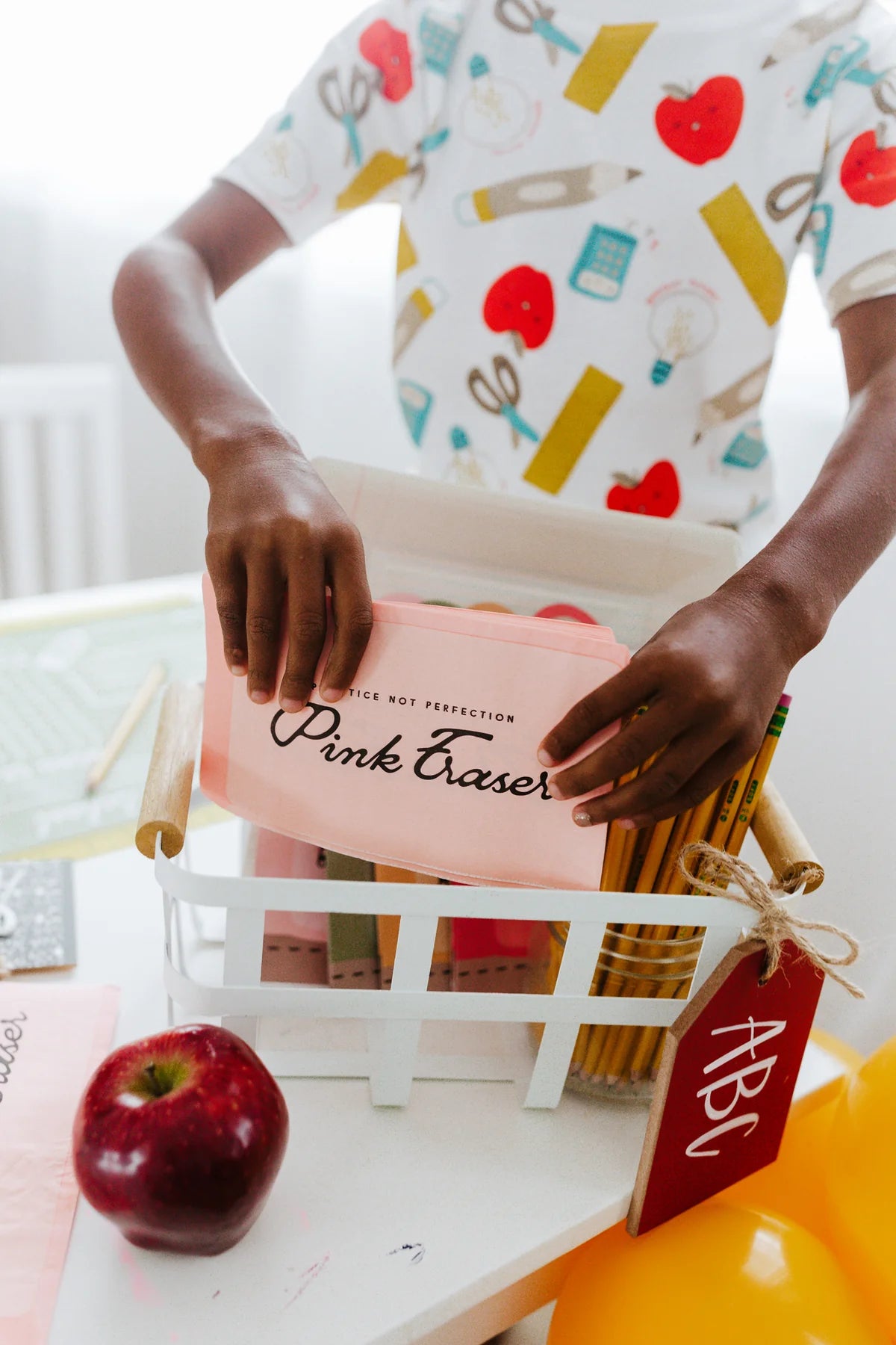 Back to School Classic Pink Eraser Dinner Napkin