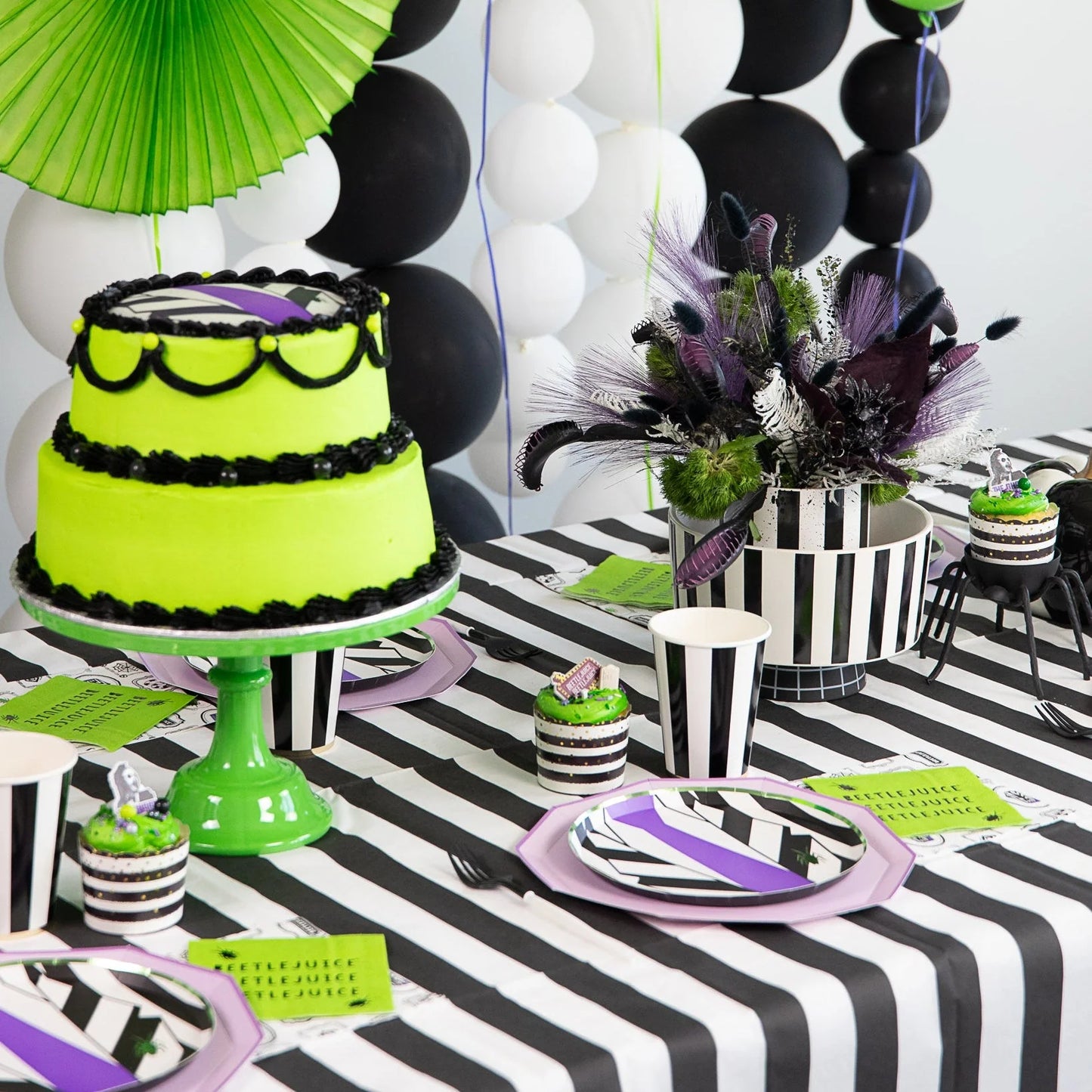 Black Noir Signature Cabana Stripe Table Runner