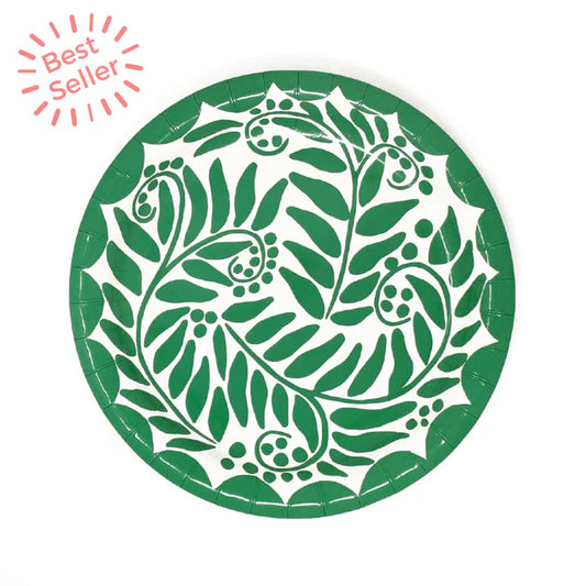 Green and White Paper Plates (Two Sizes Available)