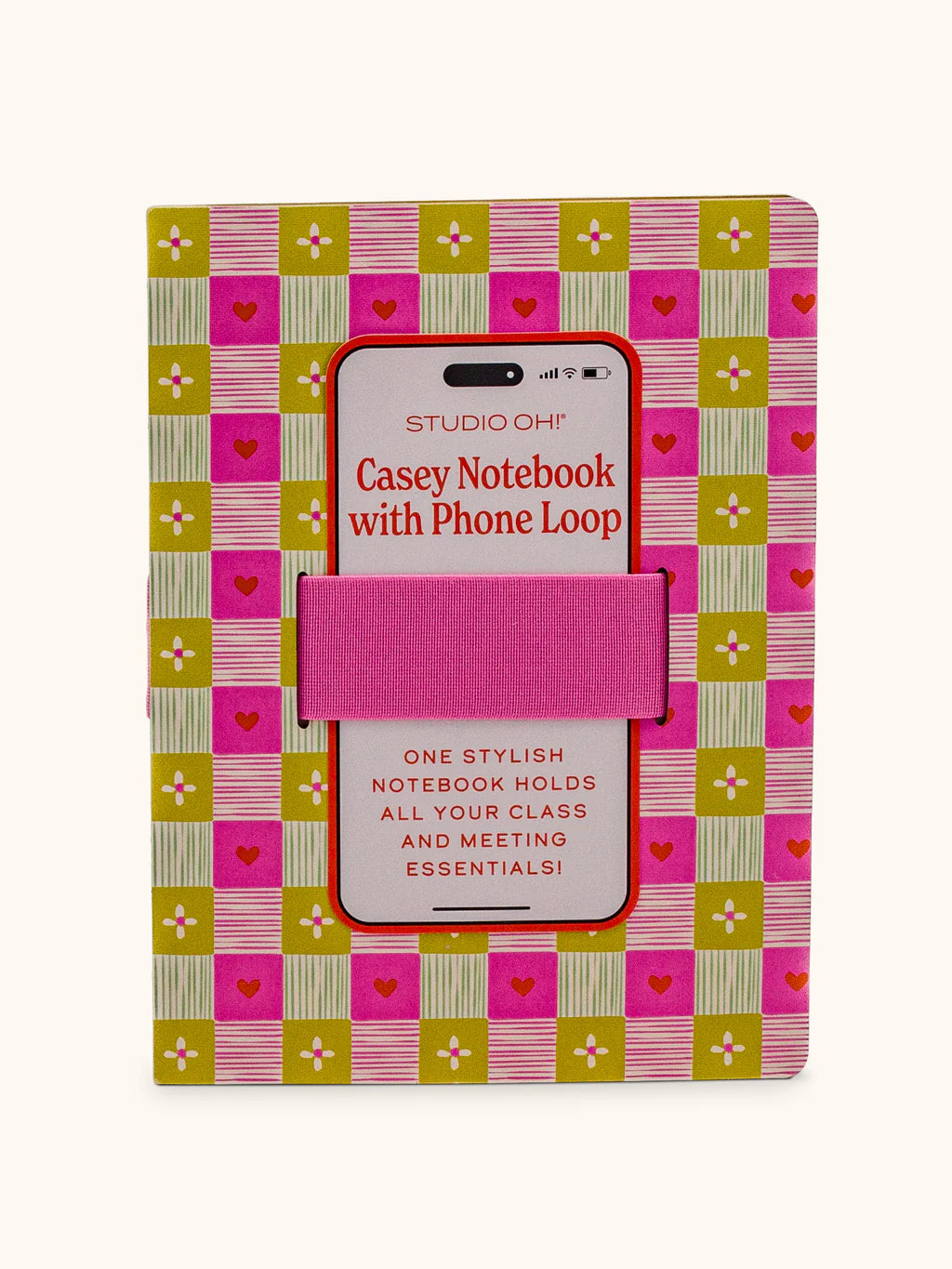 Patchwork Hearts Casey Notebook with Phone Loop