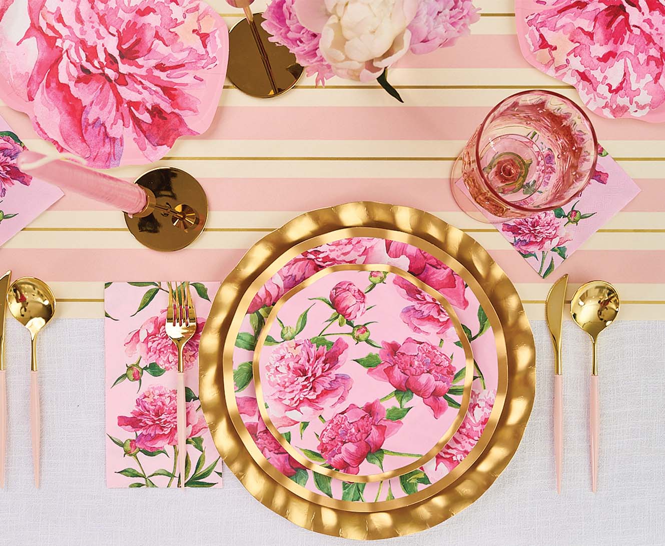 Pink Peonies Guest Towel Napkins