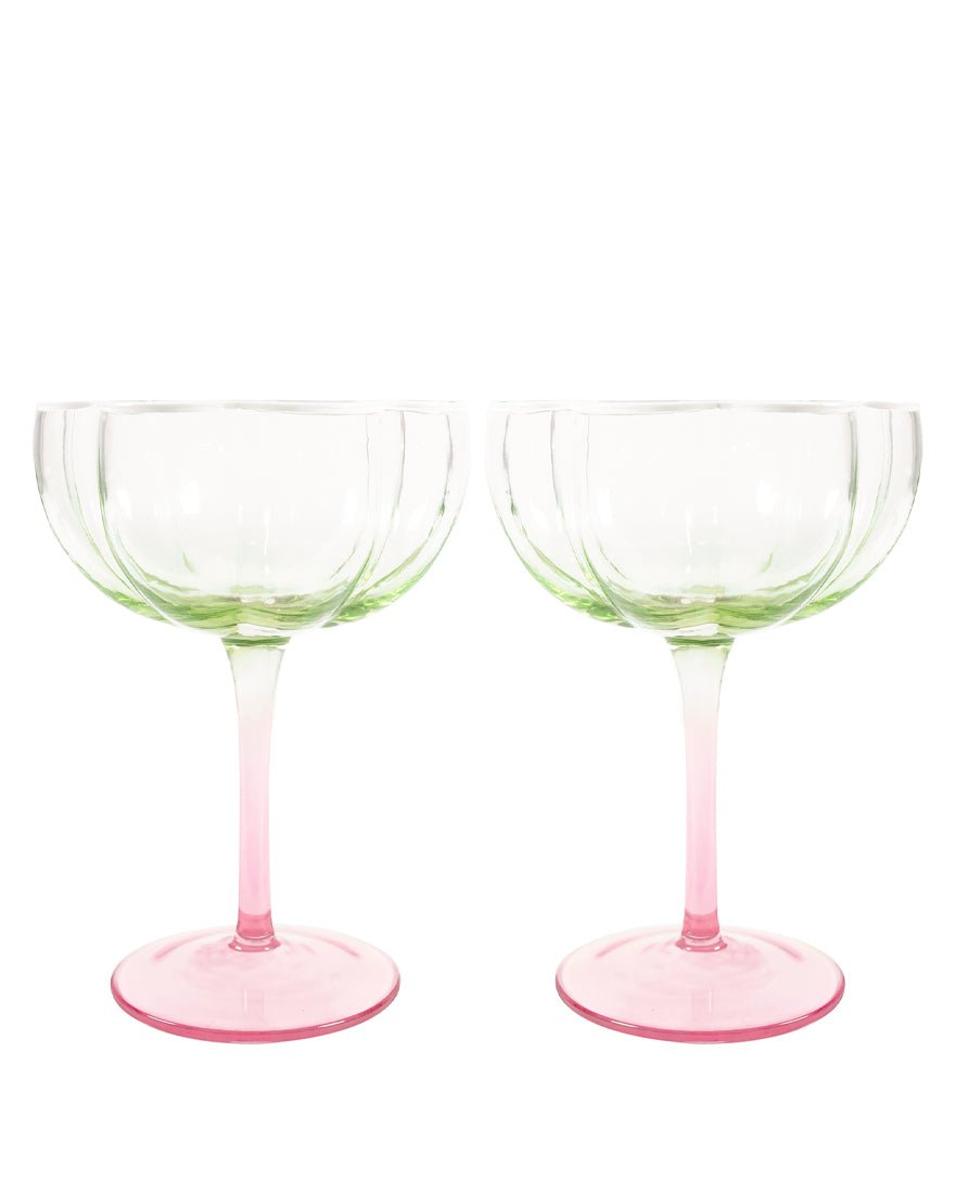 Jade Lime/Pink Muse Ombre Coupe Glass Set