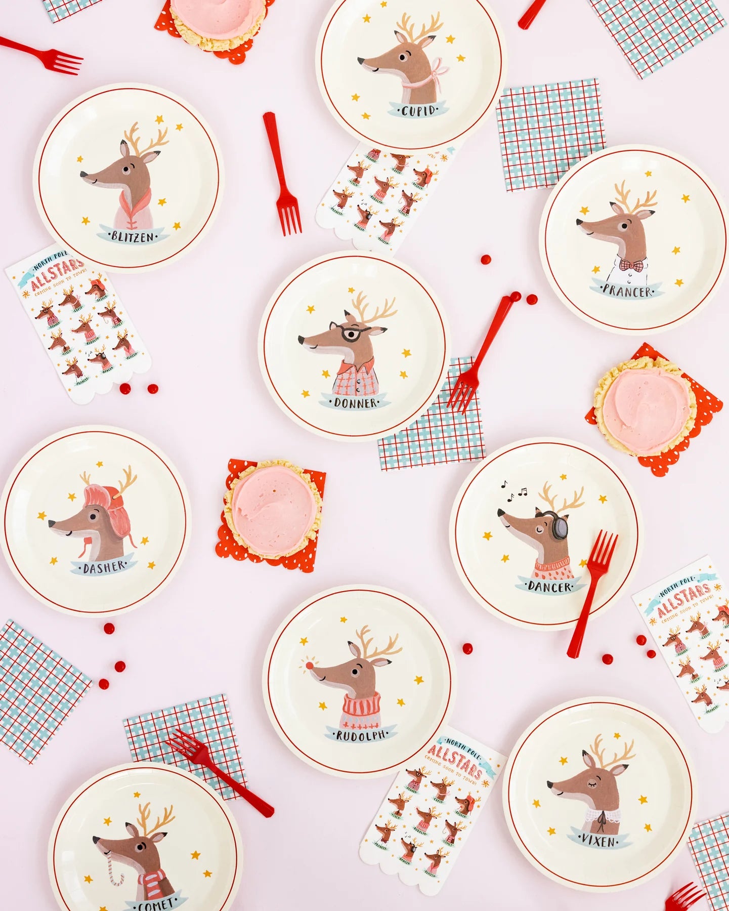 Dear Rudolph Plaid Cocktail Napkins