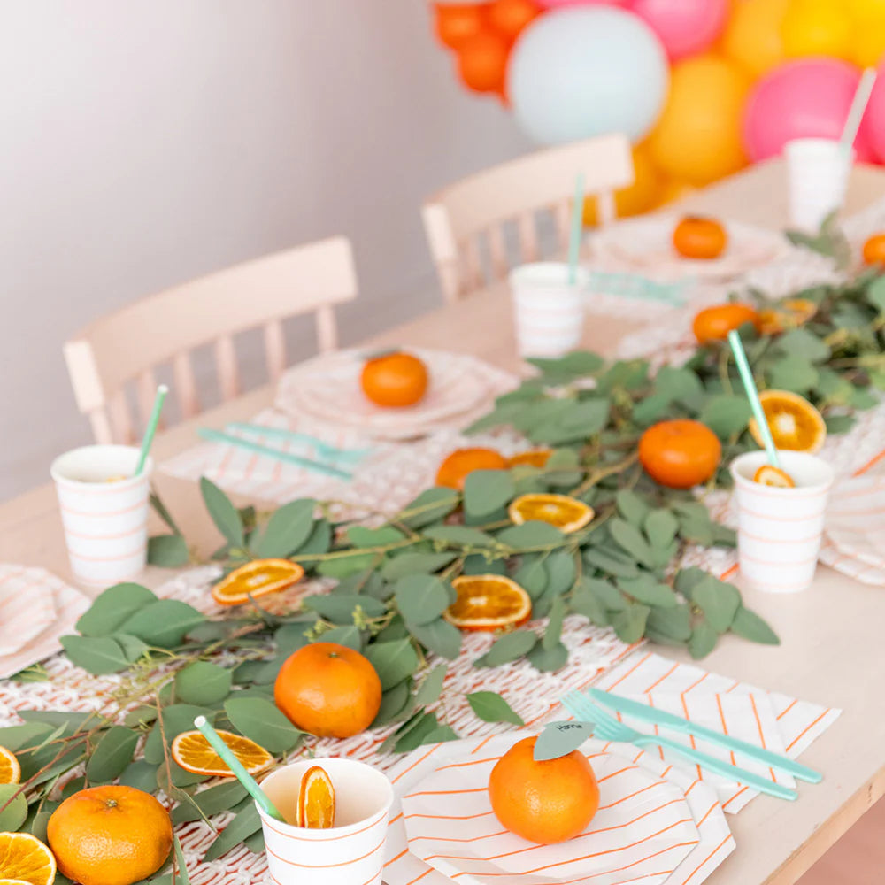 Clementine Orange Frenchie Striped Petite Napkins - Thumbnail 3