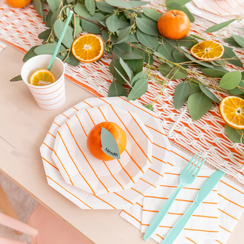 Frenchie Striped Large Napkins: Clementine