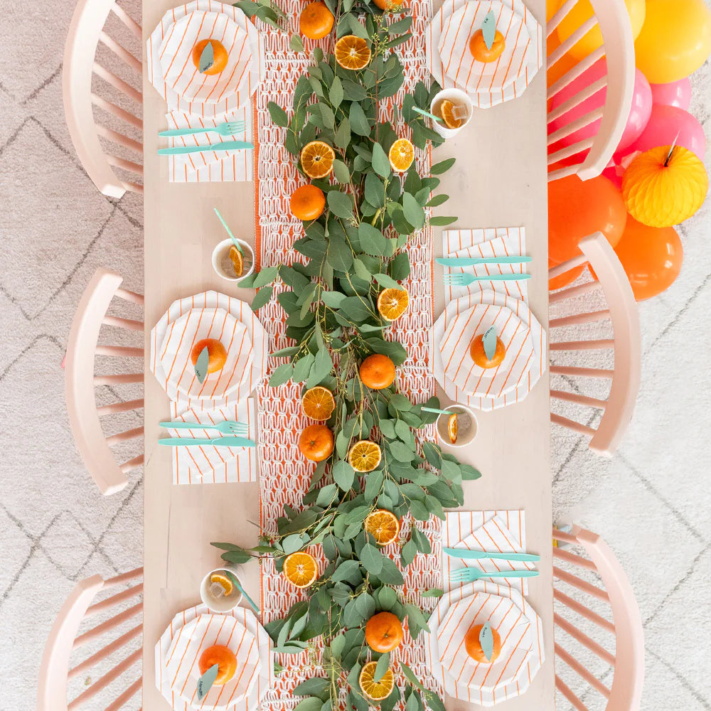 Frenchie Striped Large Plates: Clementine