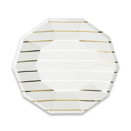 Frenchie Stripe Large Plates: Gold
