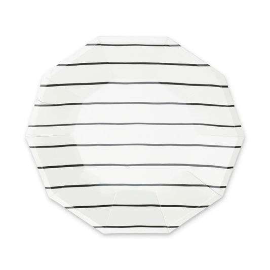 Frenchie Stripe Large Plates: Inky