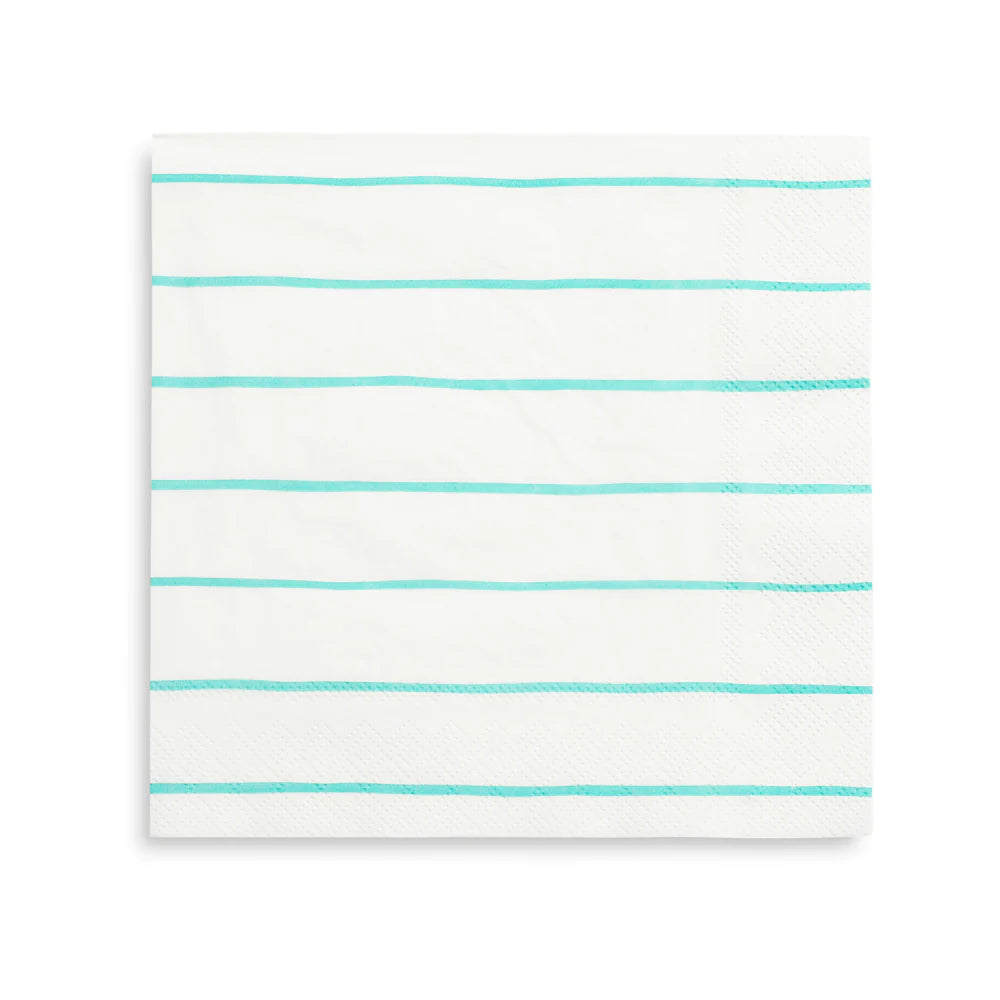 Frenchie Stripe Large Napkins: Aqua