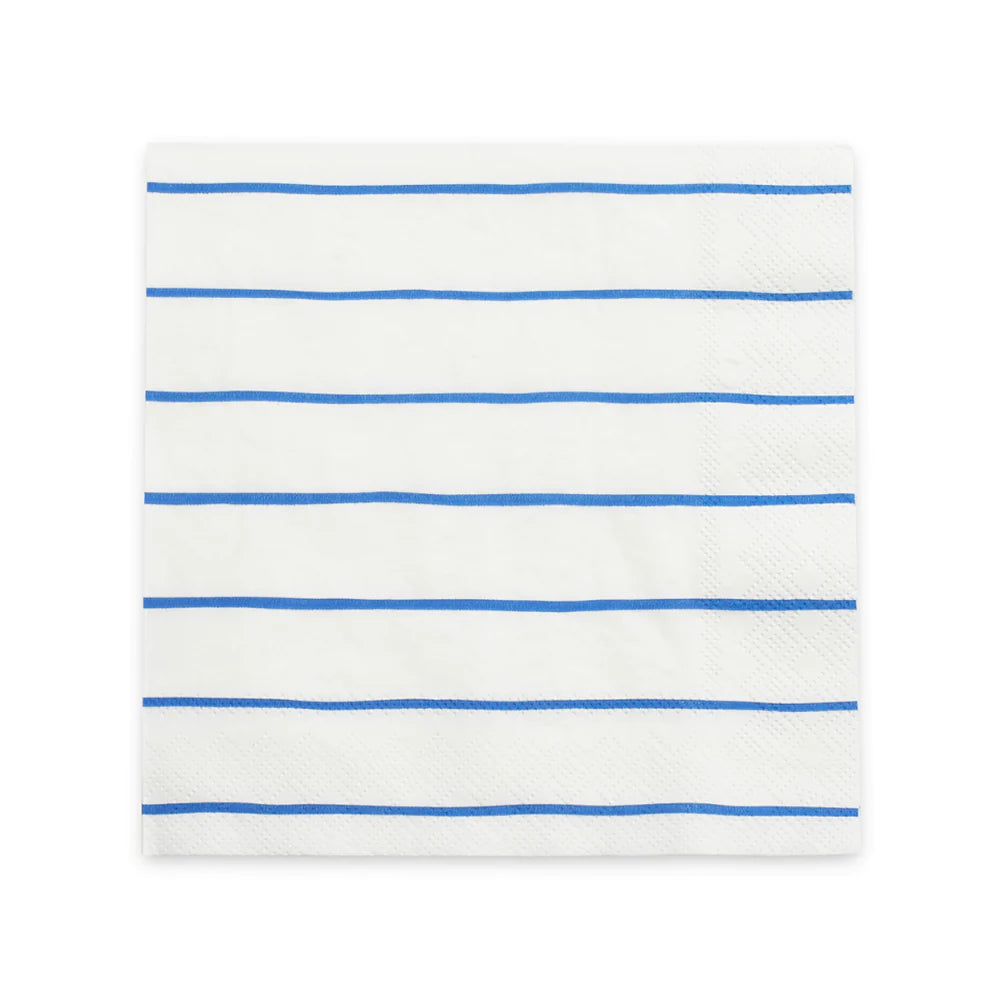 Frenchie Stripe Large Napkins: Cobalt