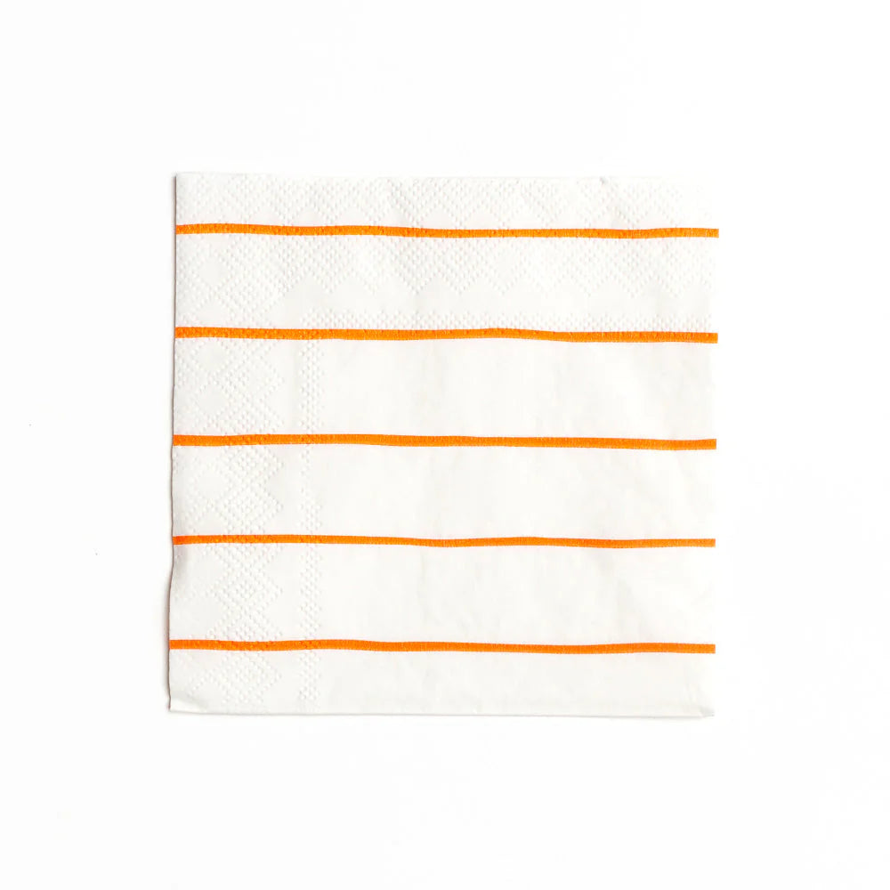 Clementine Orange Frenchie Striped Petite Napkins