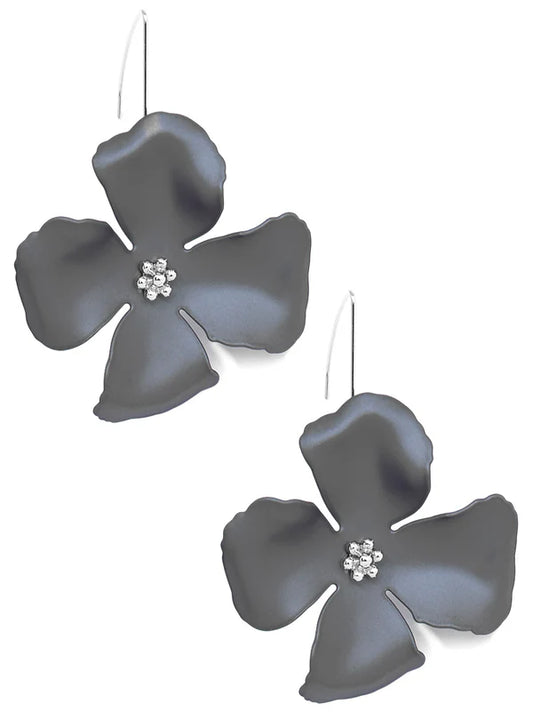 Chroma Petals Threader Earring: Metallic Black