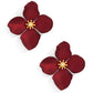 Matte Metallic Flower Earrings: Metallic Red