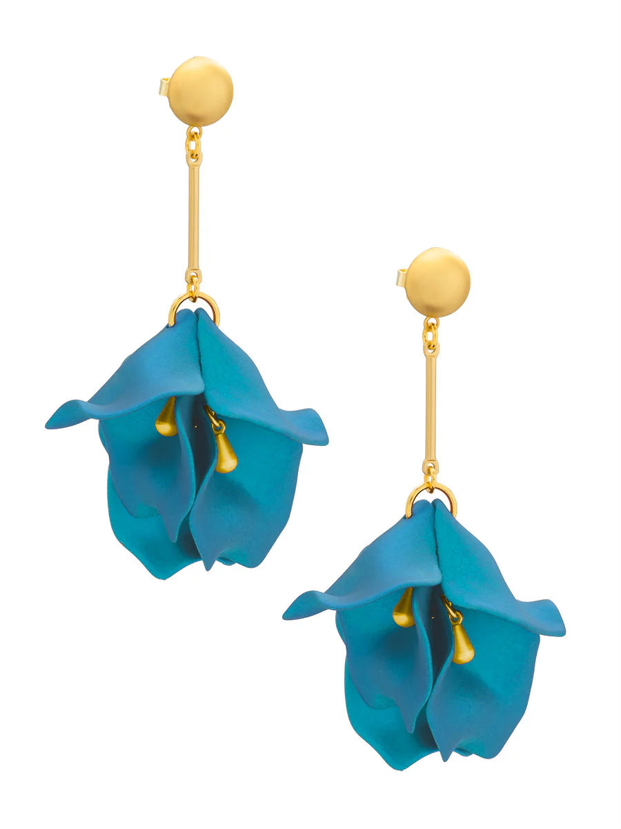 Maria Matte Flower Resin Drop Earrings: Turquoise