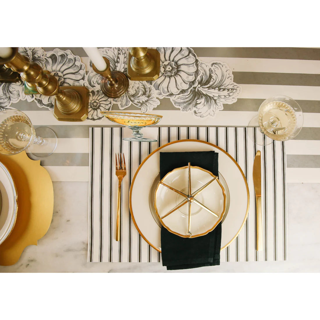 Paper Table Runner: Silver Classic Stripe