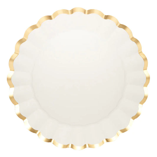 White & Gold Scalloped Charger Plate