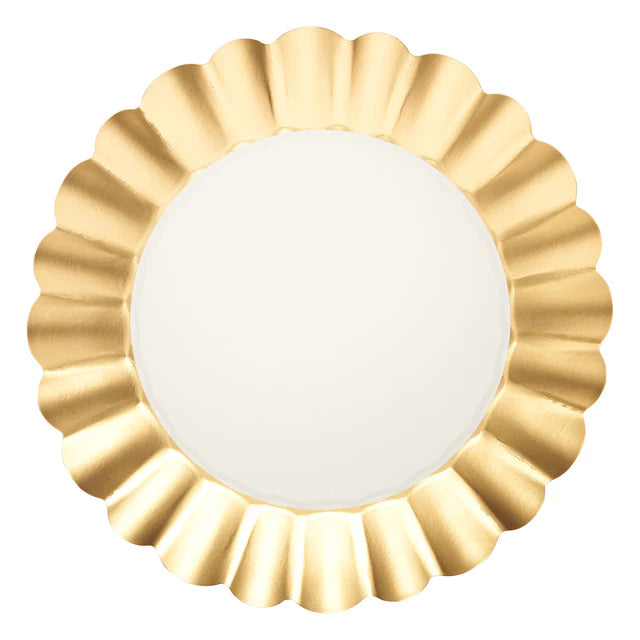 White & Gold Scalloped Dinner Plate