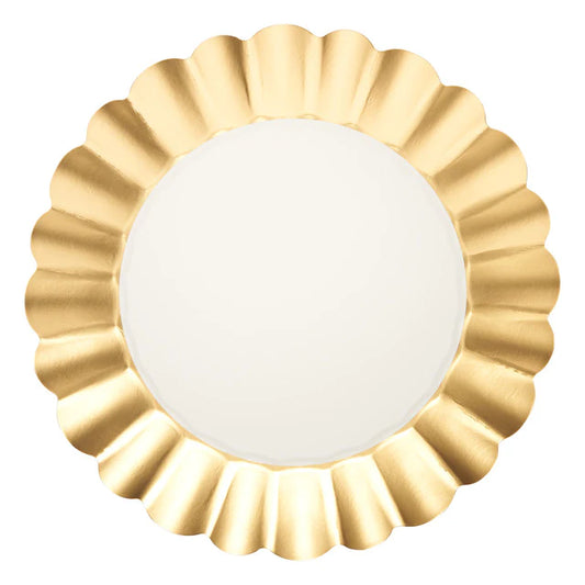 White & Gold Scalloped Dinner Plate