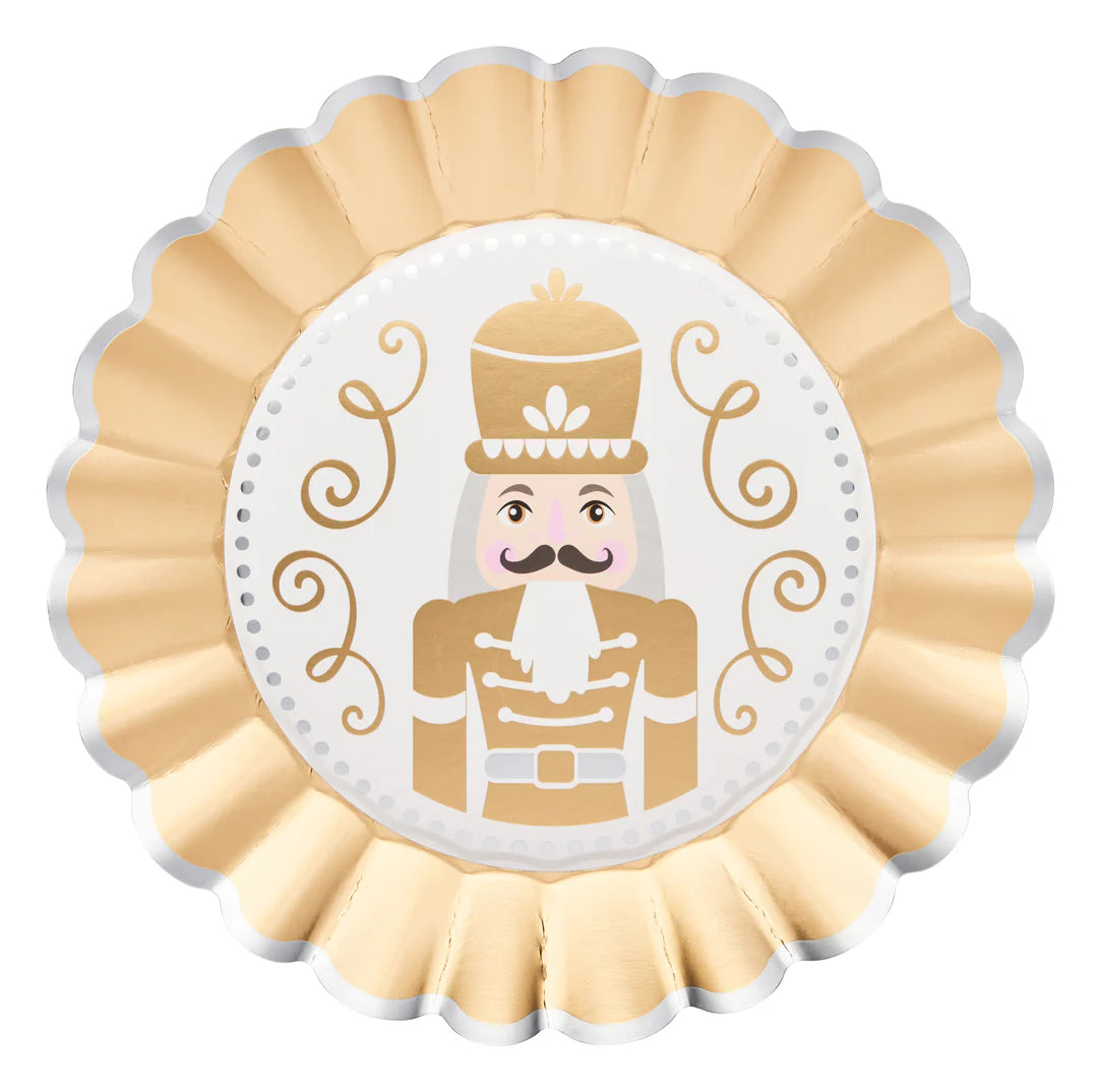 Gilded Nutcracker Wavy Paper Dinner Plate