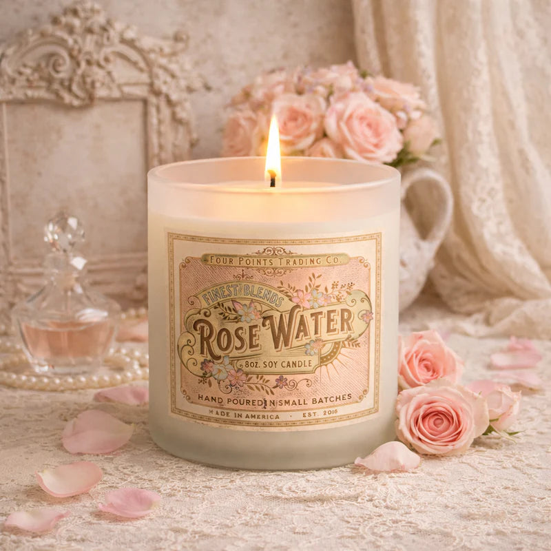 Vintage Rose Water 8oz Soy Candle