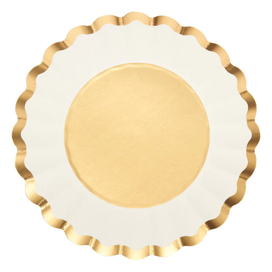 White & Gold Scalloped Salad Plate