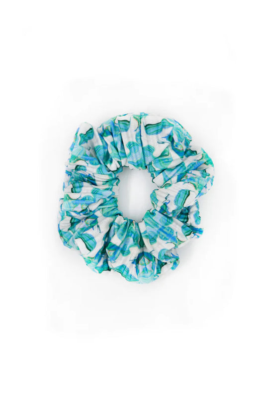 Pleated Scrunchie: Fern Blue
