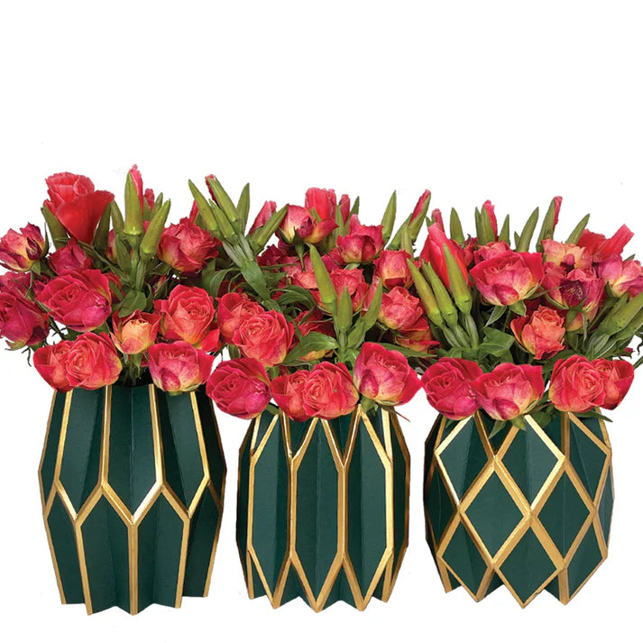 Forest Green Paper Vase Wraps