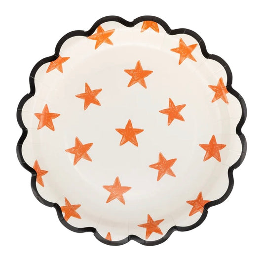 Orange Painted Stars with Black Trim 10” Plates