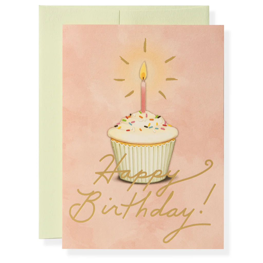 Pink Cupcake Happy Birthday Greeting Card