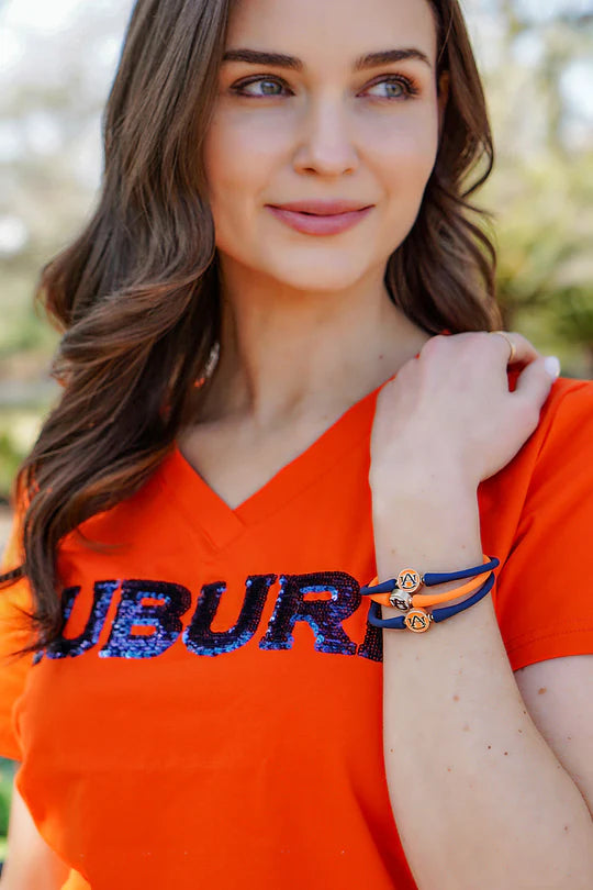 Auburn Tigers Enamel Silicone Bali Bracelet: Navy