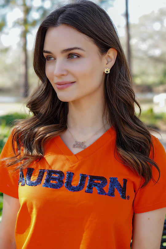 Auburn Tigers "War Eagle" Outline Enamel Necklace