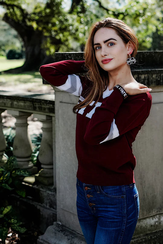 Mississippi State Bulldogs Resin Logo Drop Hoop Earrings