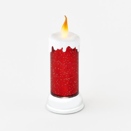 Swirling Glitter Candle: Red
