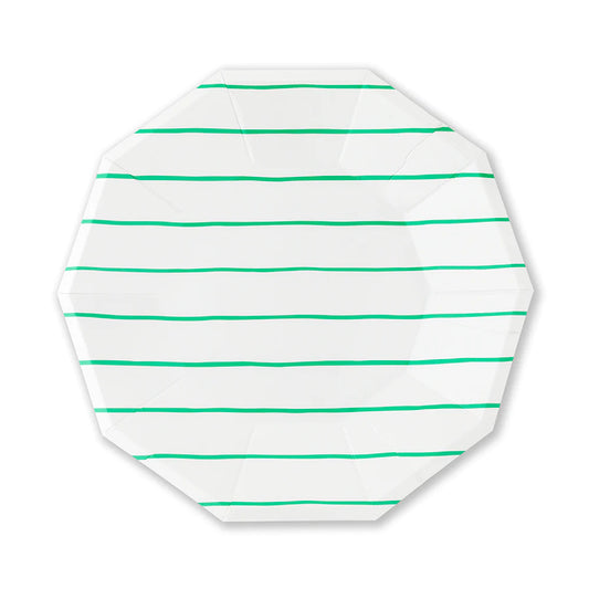 Frenchie Stripe Large Plates: Clover
