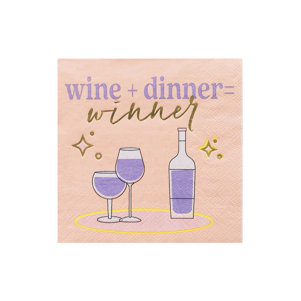 Wine + Dinner = Winner Cocktail Napkins